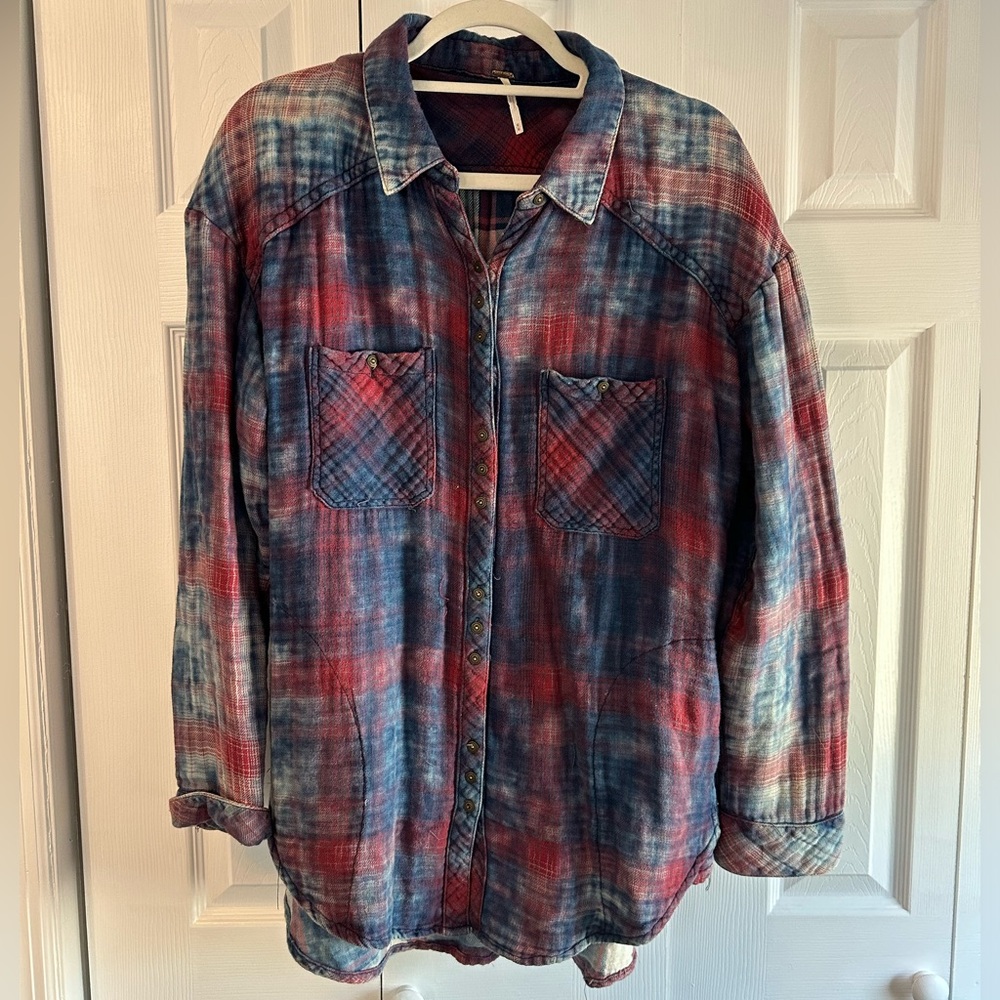 Free People Plaid Button Down